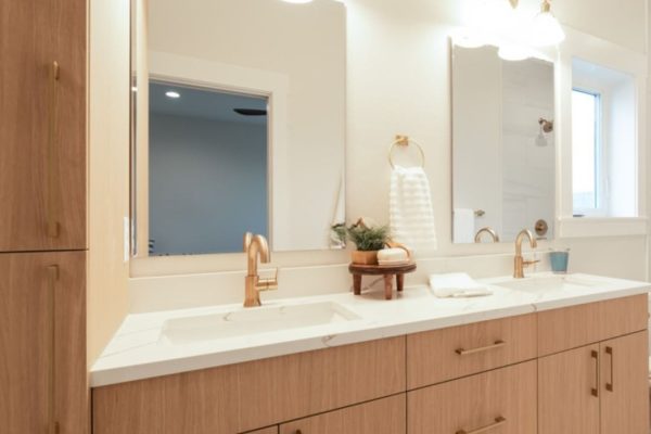 newly installed bathroom vanity
